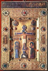 Plaque depicting the Crucifixion with the Virgin Mary and St. John the Baptist